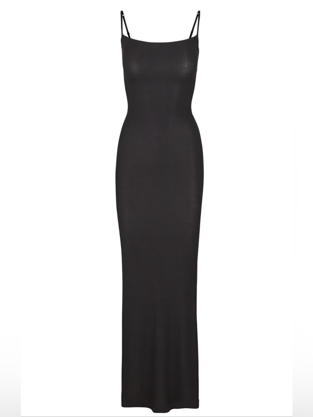 SKIMS Black Slim Fit Maxi Slip Dress with Spaghetti Straps